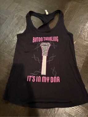 Baton Twirling Graphic Racerback Tank - Black & Pink